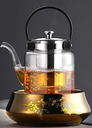 Portable camping glass tea pot 1200 ml