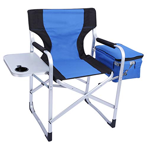 Outdoor Folding Aluminum Director Chair With Side Table & Cooler Bag