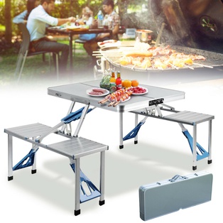 Portable Aluminum Folding Picnic Table White Chair